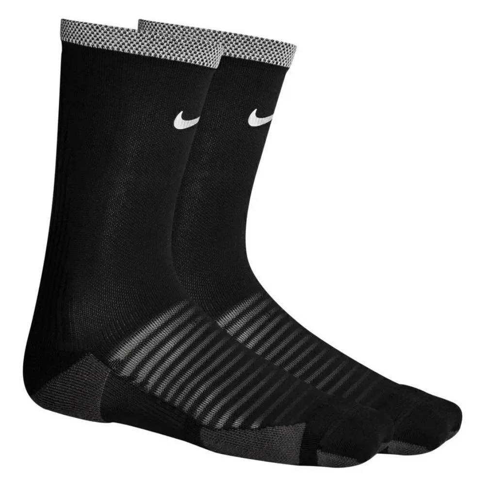 Nike Spark Lightweight Crew Running Socks Black Silver Women's M 7-9.5 Brand New